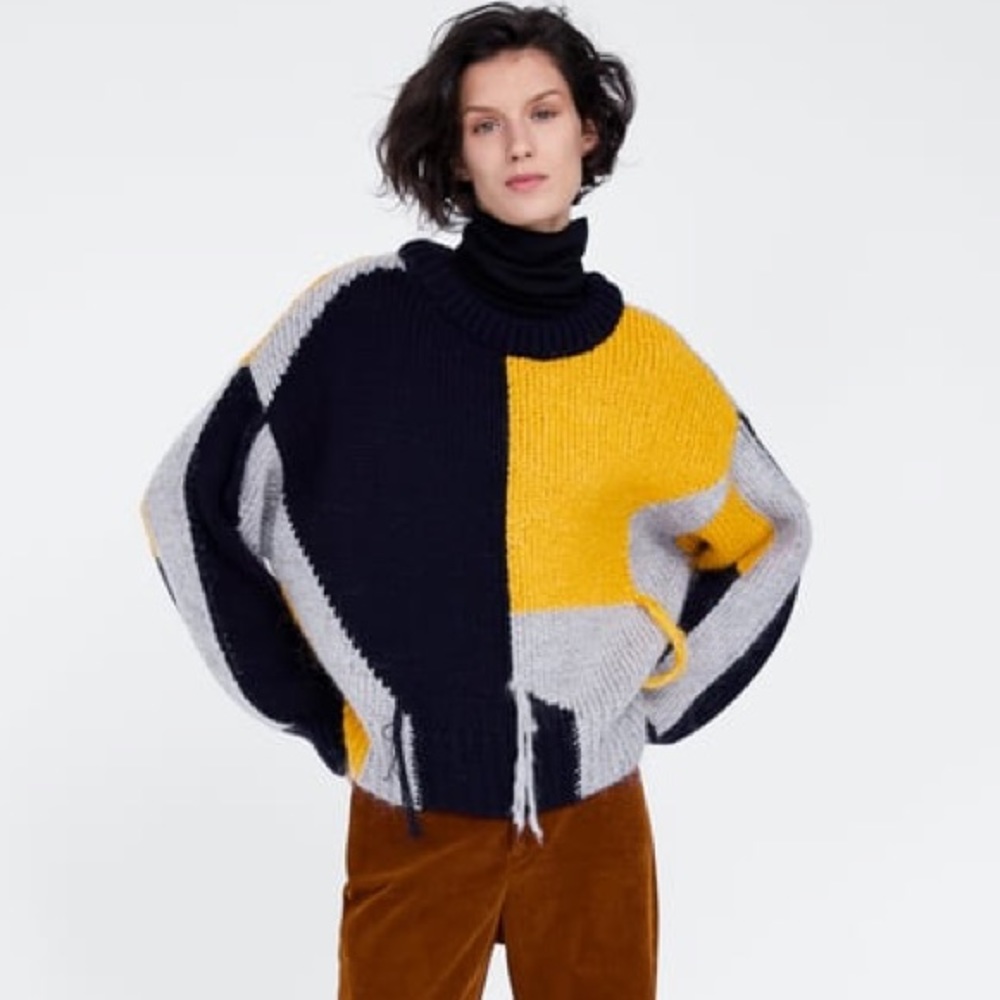 Zara Fringed Contrasting Sweater